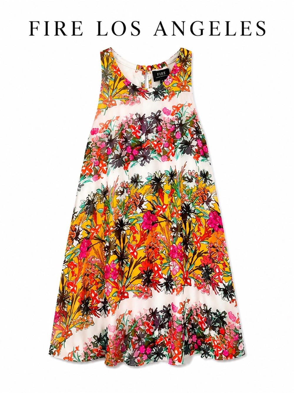 Fire Los Angeles Floral Asymmetrical Dress NWT Summer Sleeveless Boho